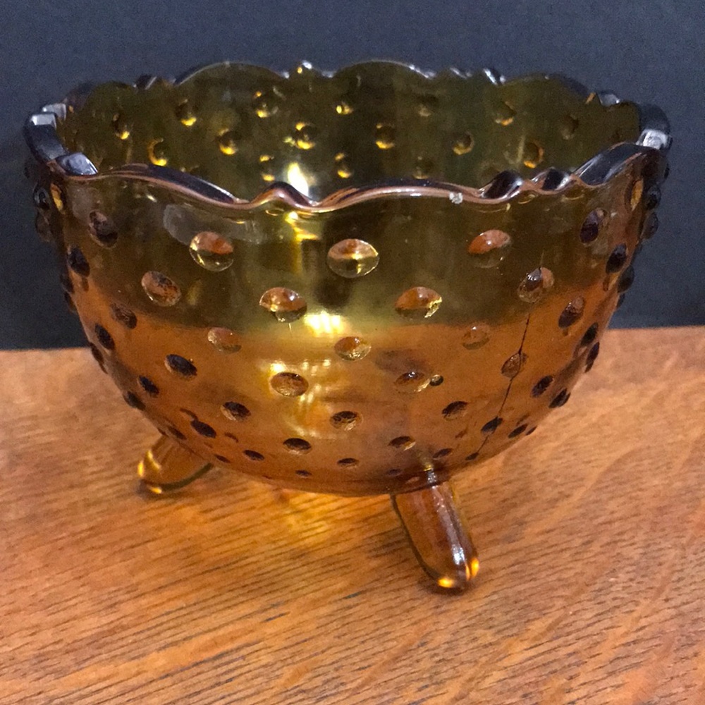 Vintage Amber Knobby Bowl